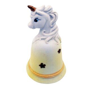 Porcelain Bell Unicorn Stars 4.5 Inch Vintage Worldwide Sticker Yellow Hue